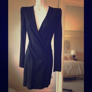 French connection deep V black bodycon dress
